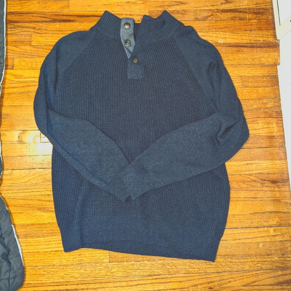 Mock-Neck Henley Sweater